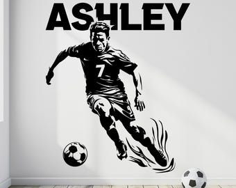 Soccer Wall Decals - Custom Soccer Wall Decal - Custom Name Wall Decal Soccer - Custom Soccer Player Wall Decal - Soccer Fathead Wall Decals