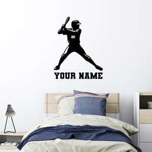 Baseball Wall Sticker - Baseball Name Wall Decal - Baseball Decals Boys Room - Baseball Pitcher Wall Decal - Customized Baseball Wall Decal
