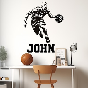 Custom Name Basketball Wall Decal - Basketball Wall Stickers & Decals for Bedroom! - Wall Stickers Bedroom Basketball
