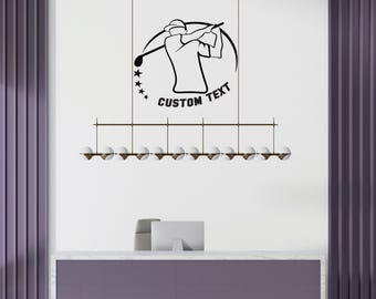Golf Wall Decal with Golf Player Raising Stick and Customizable Club Name - Personalized Golf Sticker for Any Room Car Window