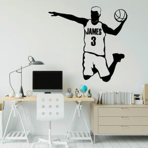 Player Basketball Name Decal with Individual Number - Player of Basketball Personalized Wall Decor