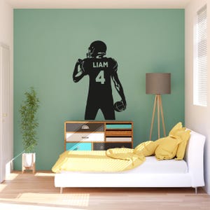 Sporty Room Design with Personalized Custom Football Wall Decal - Ideal for Football Lovers and Players - Personalized Football Player Decal