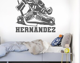 Personalized Hockey Wall Decal - Ice Hockey Wall Decal - Hockey Player Wall Decal - Hockey Personalized Wall Decal - Hockey Wall Cling