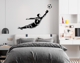 Autocollant Mural Personnalisé Football - Vinyle Avec Nom Et Numéro, Décoration Chambre Enfant Ou Bureau - 13
