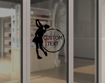 Golf Stickers with Golf Player During Hitting Shot and Custom Text Personalized Decal for Golf Player and Fan  Golf Wall Decal for Home