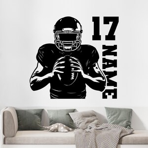 Calcomanía de pared de fútbol - Calcomanías de pared de fútbol personalizadas - Adhesivo de pared personalizado de fútbol - Calcomanía de pared con nombre personalizado de fútbol