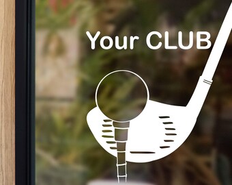 Golf Wall Decal with Golf Equipment Stick and Ball - Custom Golf Vinyl Decal with Customizable Club Name