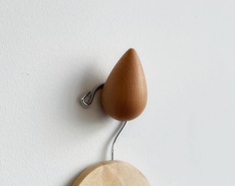 Wooden Raindrop Hooks | Wooden Tear Drop Hook | Modern Wood Wall Hook | Wooden Hooks for Wall | Wooden Hook Rack