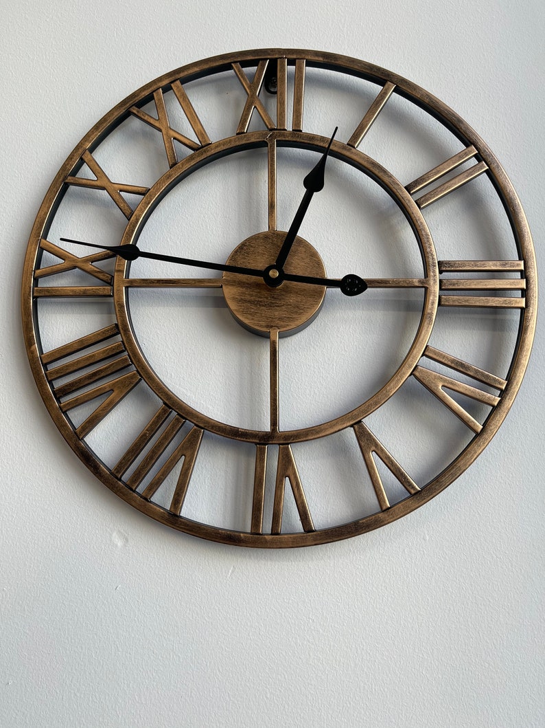 Modern Bronze Roman Numeral Clock Rustic Clock With Roman Etsy