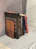 Book Ends (1 Pair) , Wooden Book Ends For Desks or Shelves, Available in Natural Wood or Darker Walnut Color (6.7 in x 4 in) 