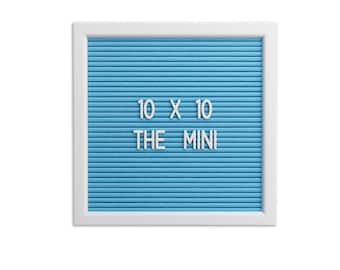 10 X 10 Blue Felt Letter Board With Easel - Premium Felt Letterboard- 450 White Letters, Numbers, Emoji and Symbols. Free Pouch and Stand.