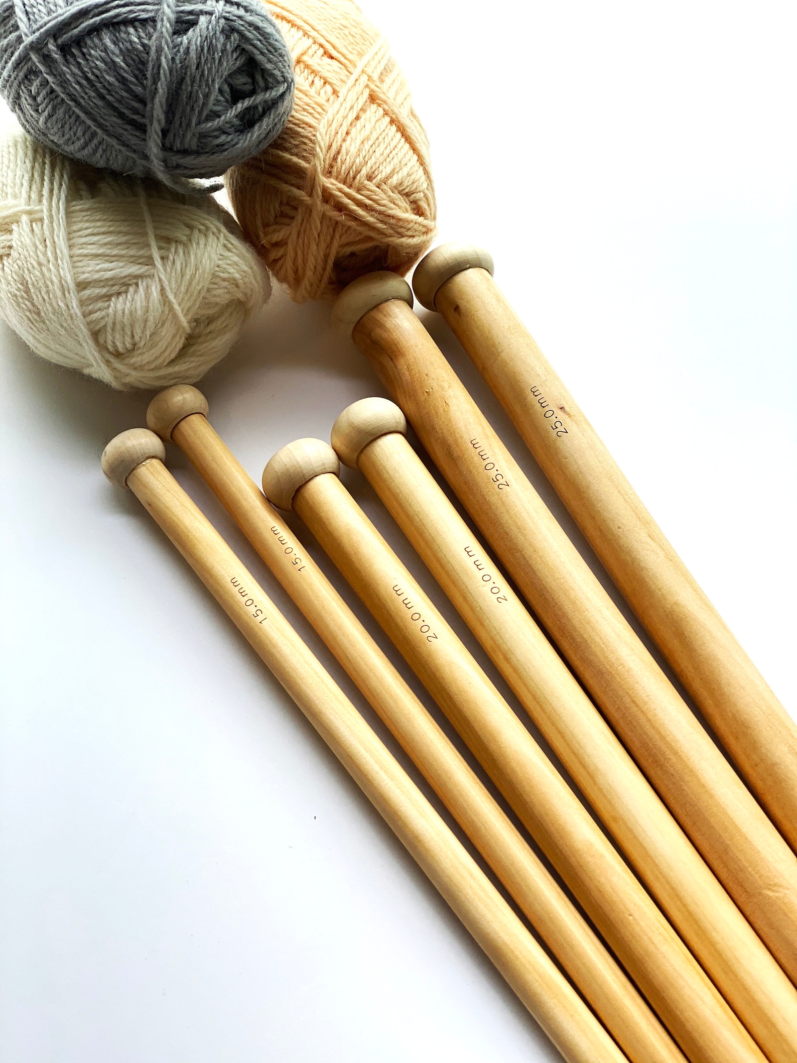 Set of Large Bamboo Knitting Needles 15 Mm 20 Mm 25 Mm Etsy