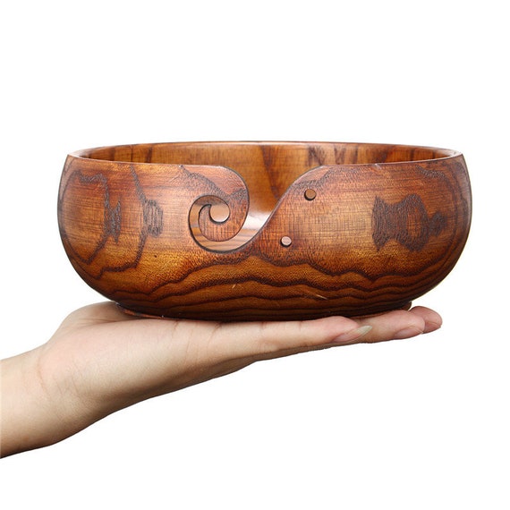 Natural Handmade Knitting Wooden Yarn Storage Bowl Perfect Yarn Ball Holder Gift