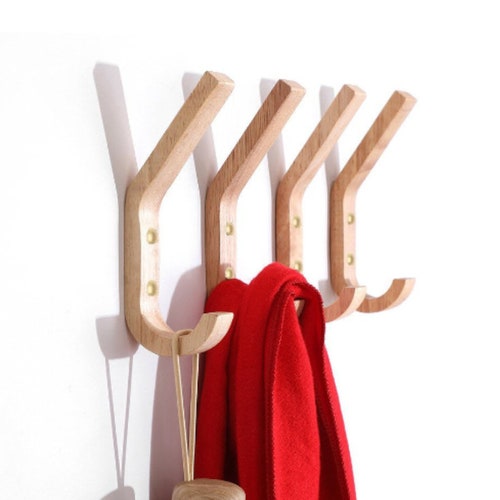 Oak Wood Wall Hook Hardwood Hooks Coat Rack Wooden Hooks Etsy