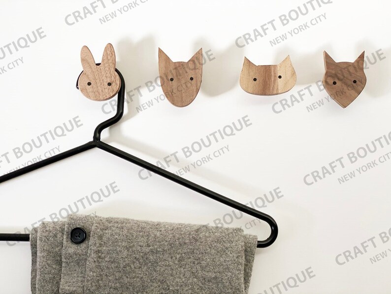 Wooden Animal Wall Hooks Wall Hooks for Kids Nursery Decor Etsy