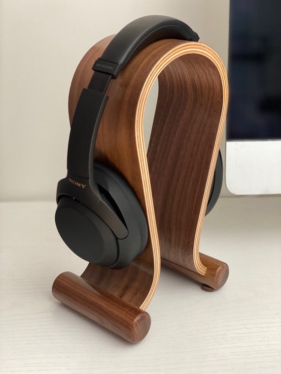 Support de casque audio en bois de noyer