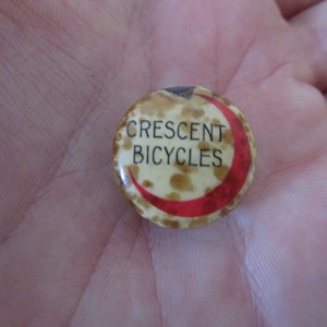 Circa 1900 RARE Antique Crescent Bicycles Advertising Celluloid Cuff Stud