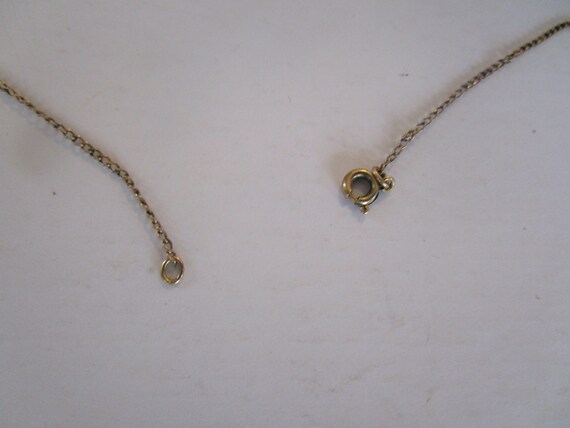 Vtg Gold Filled Chain Necklace with Black Onyx Pe… - image 3