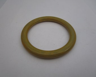 Antique Art Deco Marbled Yellow Real Bakelite Bangle Bracelet