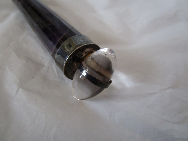 Vintage Fantasy Silver Jeweled Amethyst /& Rock Crystal Wand