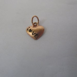Vintage Brushed Gold Sterling Silver Heart Love Charm