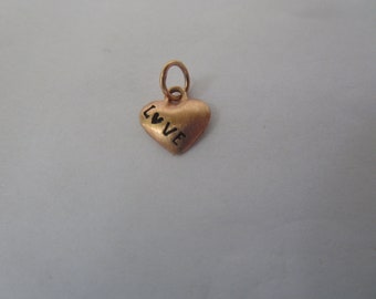Vintage Brushed Gold Sterling Silver Heart Love Charm