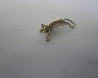 Sterling Silver Designer MI Prancing Large Predator Cat Charm or Pendant