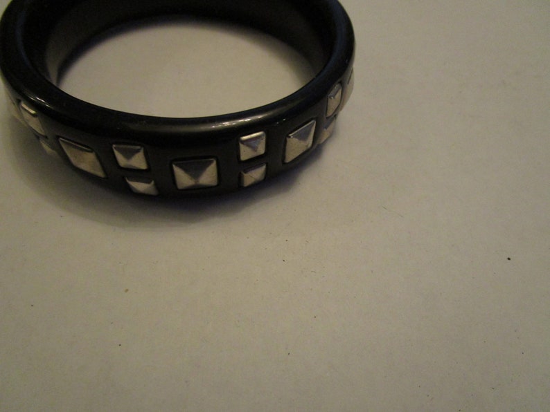 Vintage Black /& Chrome Fetish Bangle Bracelet