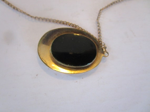 Vtg Gold Filled Chain Necklace with Black Onyx Pe… - image 5