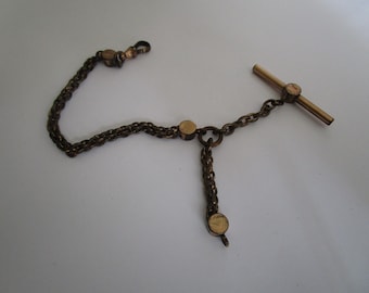 19th C Antique Victorian Fancy Engraved Pocket Watch Chain