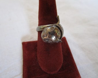 Vintage Sterling Silver Native American Figural Cat Ring Size 10 - Super neat!
