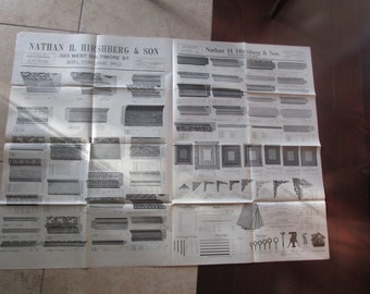 C 1890 Antique Advertising Broadside Mouldings Picture Frames Nathan Hirshberg Baltimore MD