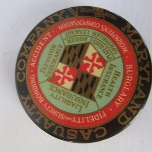 Antique Celluloid Advertising &quot; Maryland Casualty Co &quot; Desk Paperweight