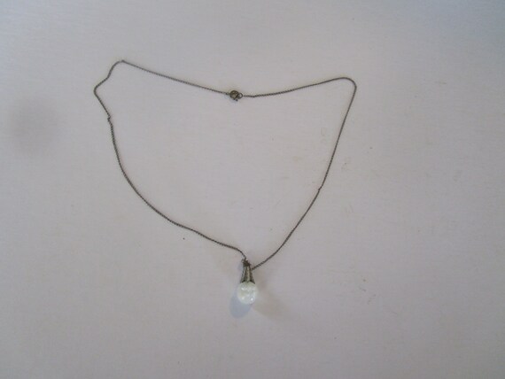 Vtg Sterling Silver Chain Necklace with Unique Gl… - image 1
