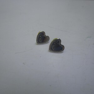 Vintage Heart Sterling Silver Stud Pierced Earrings