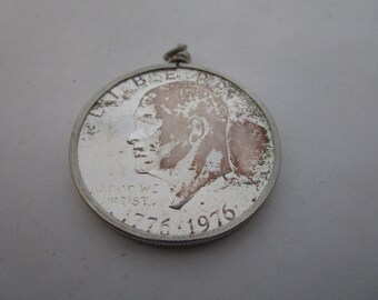 Vtg 1 Dollar U S Coin Necklace Pendant Eisenhower Bicentennial
