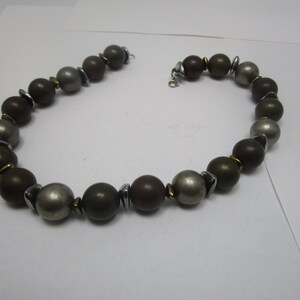 Retro Modern 1960&#39;s Grey Tone Large Beaded Necklace