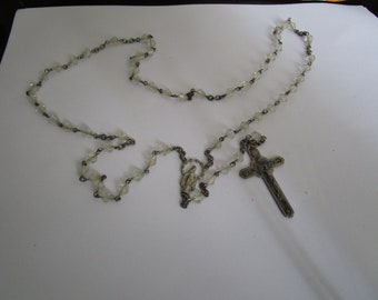 Vintage Catholic Rosary with Facet Glass Crystals & Crucifix Cross