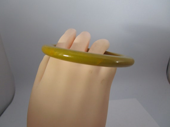 Antique Art Deco Marbled Yellow Real Bakelite Ban… - image 3