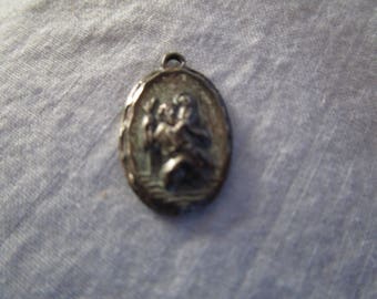 Antique Hayward Sterling Silver Catholic Christian Medal Charm or Pendant - St Joseph holding Baby Jesus