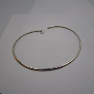Fine Italian Sterling Silver Flat  Chain Choker Necklace