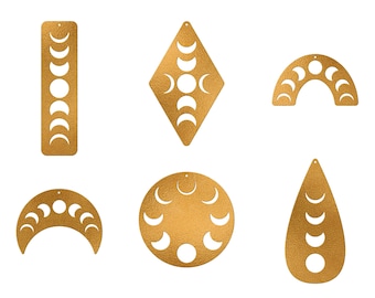 Moon phase earring svg, crescent pendant template for leather earrings, celestial half moon svg, eps, dxf, png cut files
