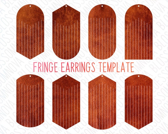 Download Fringe earring svg template for faux leather pendant in | Etsy