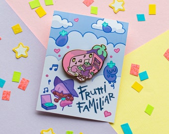 Eggplant Witch Enamel Pin: Rose Gold Plating