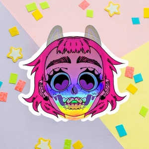 Monster Girl Holographic Sticker: Transparent Layered Sticker