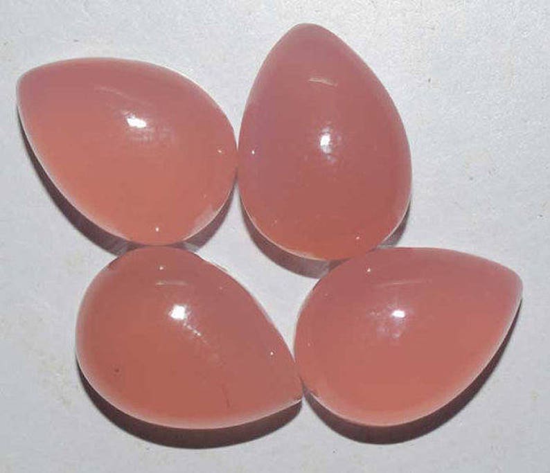 10 pieces pink chalcedony pear shape loose smooth polished gemstone in calibrated size
