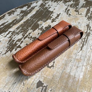 Handmade Italian Leather Single Fountain Pen Case – Personalized Pen Holder / Pencil Pouch