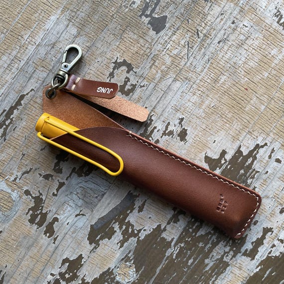 Personalized Leather Pen Holder, Slim Fountain Pen Case, Metal Clip or Simple