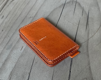 Personalized Minerva Box Leather Cardholder: Slim Handmade Wallet