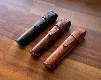 Handmade Leather Fountain Pen Case, Slim Lanyard Pouch with Optional Ring, Personalized Writer Gift